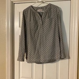 Loft  gray and white blouse